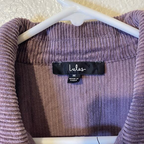 NEW Lulus Lavender Purple Corduroy Button Shirt Jacket Shacket Size Medium NWT - Picture 3 of 7